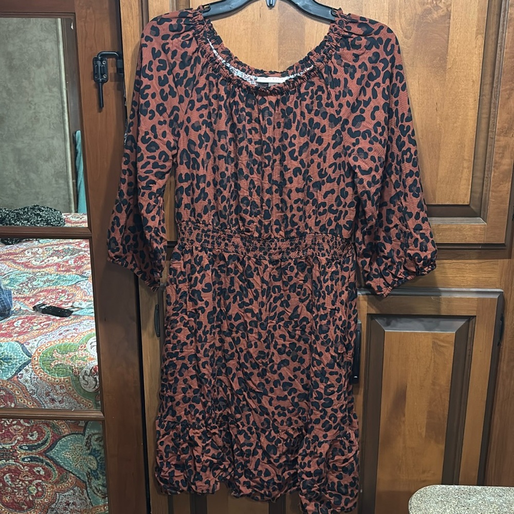 Knox Rose Rust Leopard Print Dress
